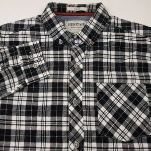 Flannel Shirt Plaid Black & White Large